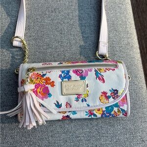 Colorful Floral Crossbody Bag with Tassel